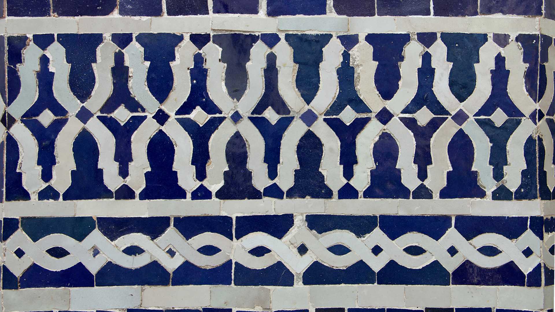 Zellige marocain traditionnel bleu et blanc