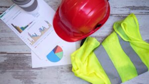 casque de sécurité et gilet jaune